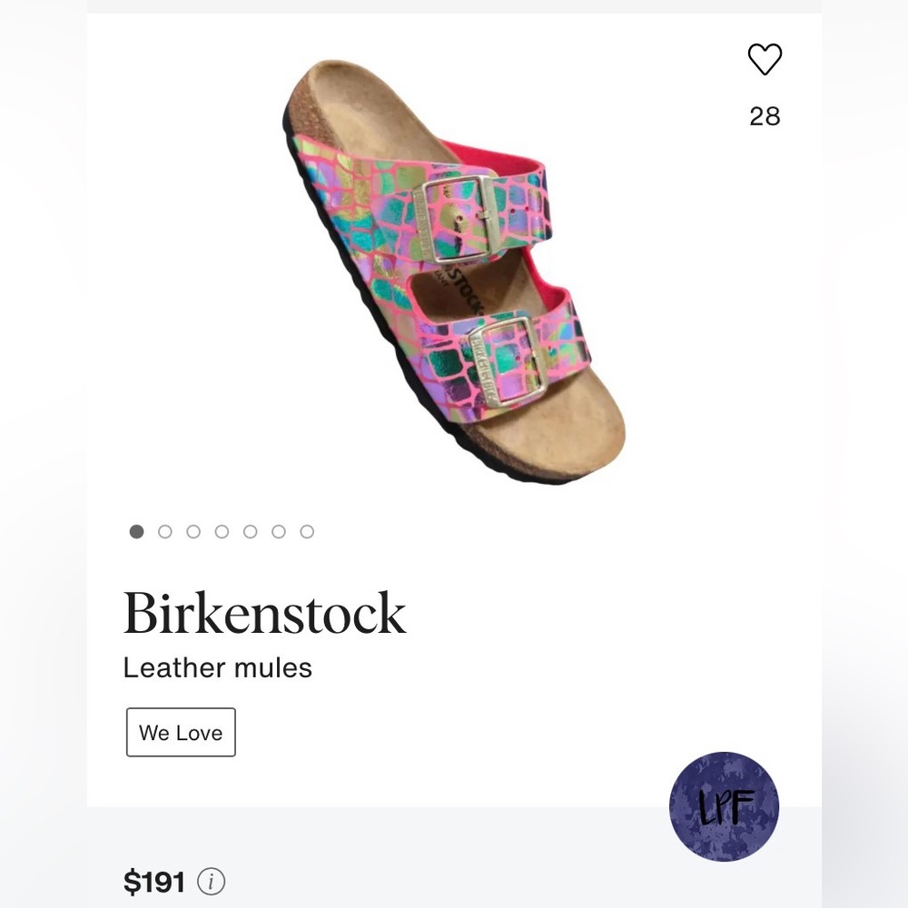 Birkenstock Two-Strap Sandal - Pink, Teal, Gold Croc Print